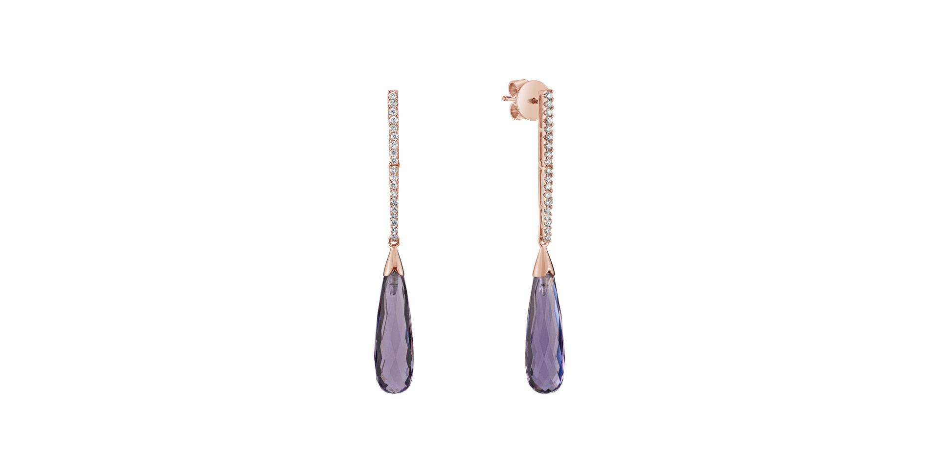 Diamond earrings with Amethyst Folk Club