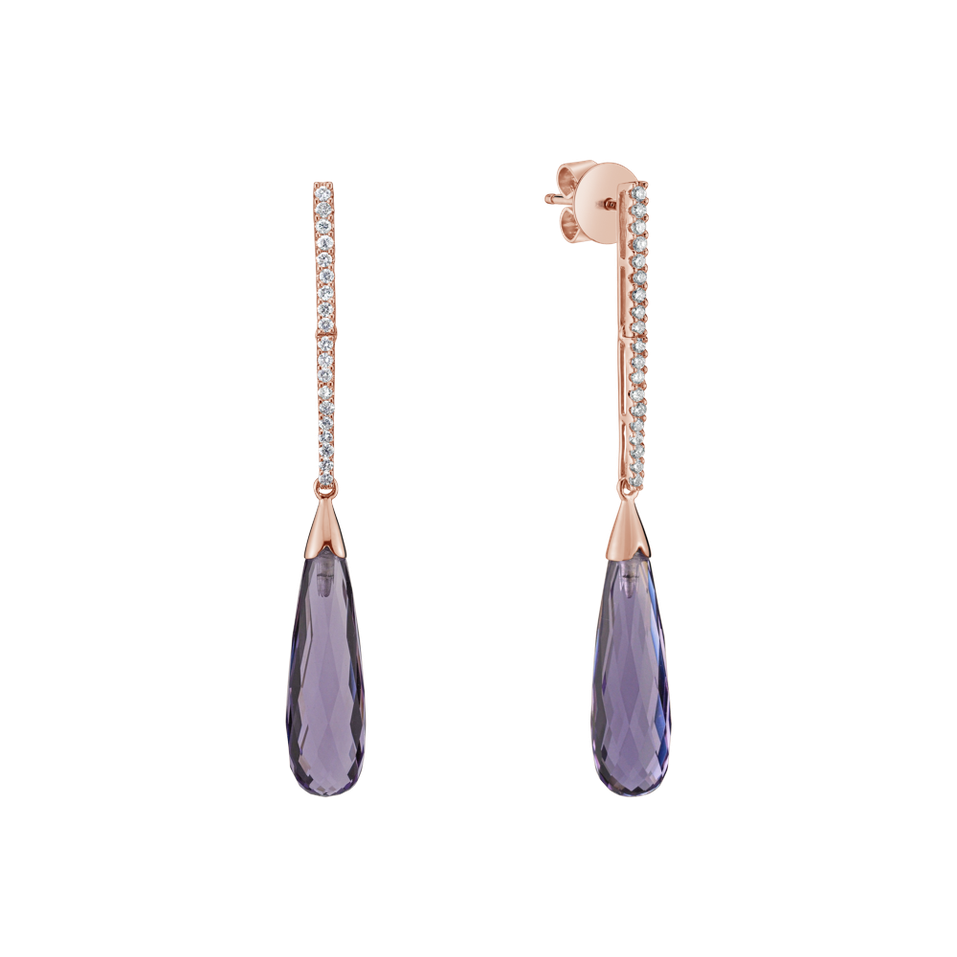 Diamond earrings with Amethyst Folk Club
