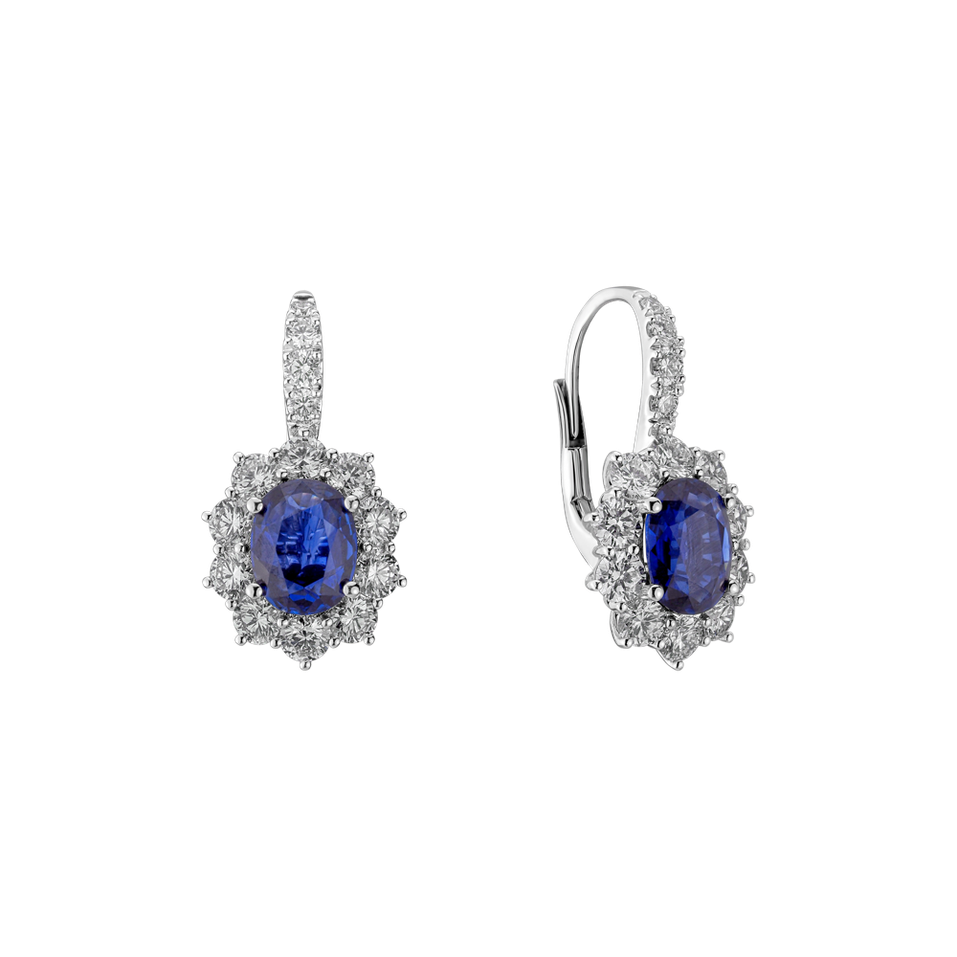 Diamond earrings with Sapphire Blue Empire