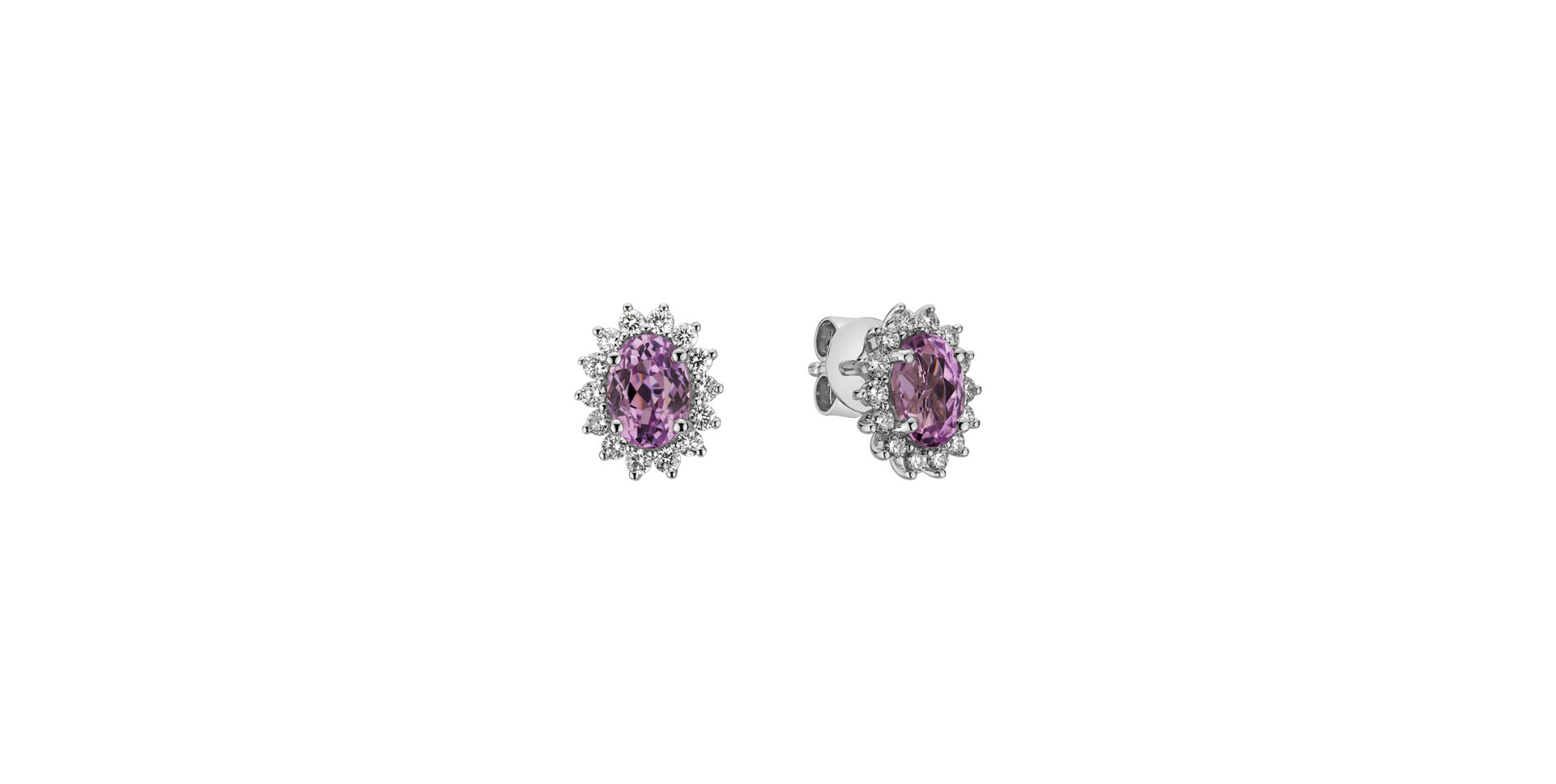 Diamond earrings with Kunzite Princess Sparkle