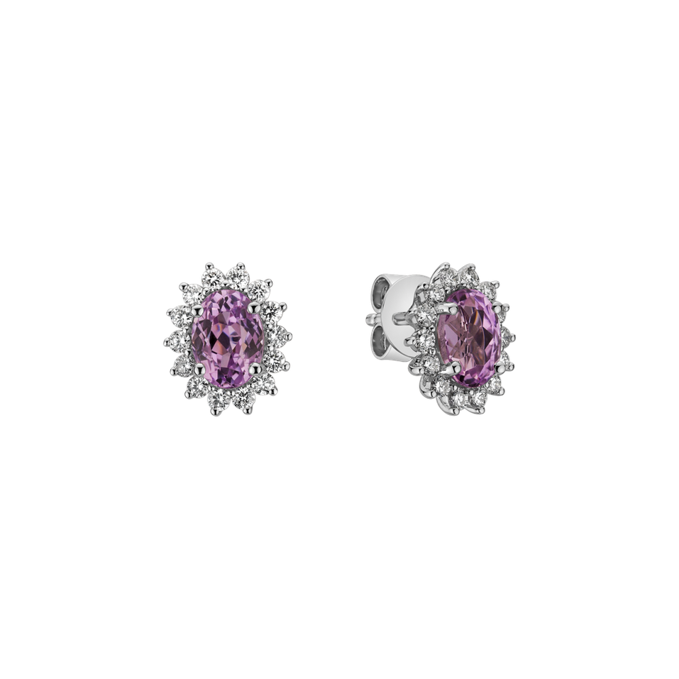 Diamond earrings with Kunzite Princess Sparkle