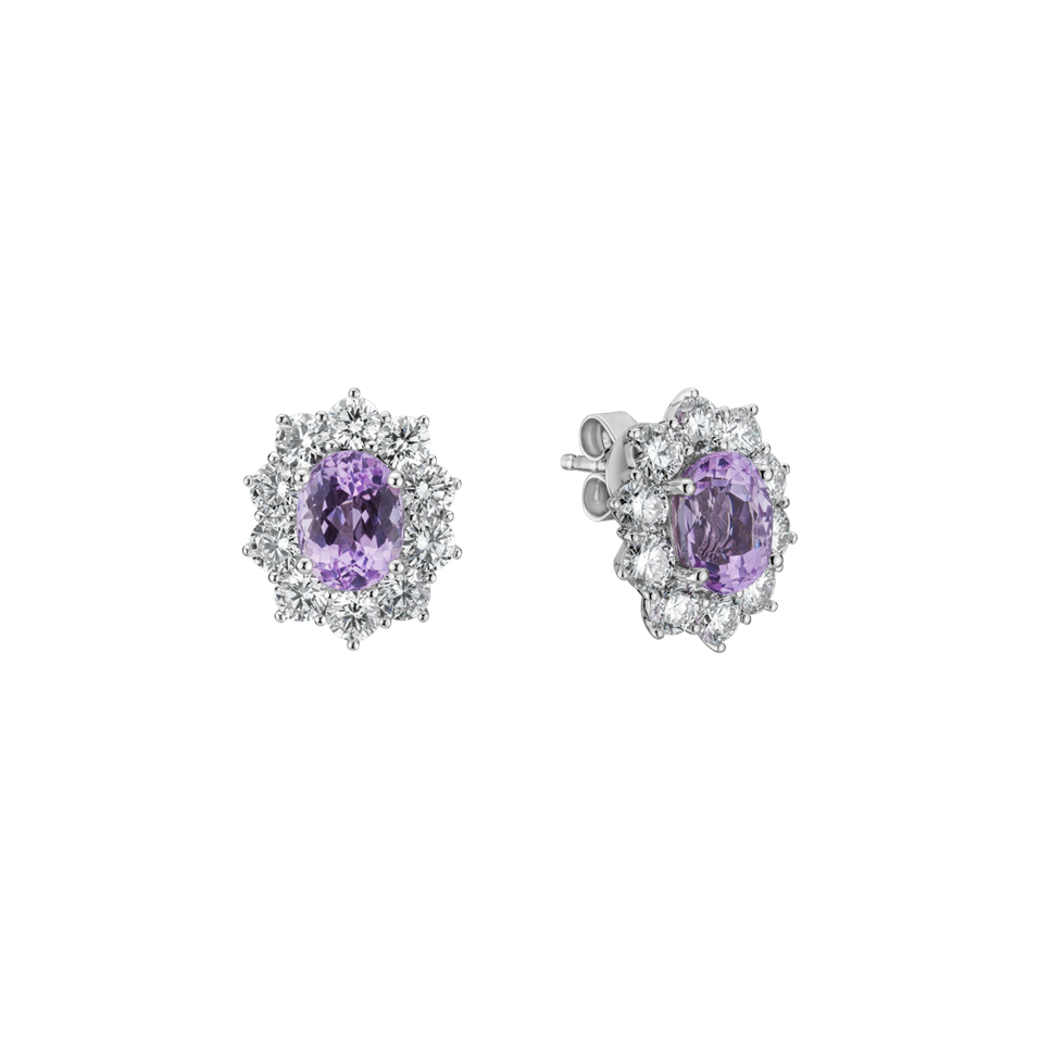 Diamond earrings with Kunzite Moon Witchery