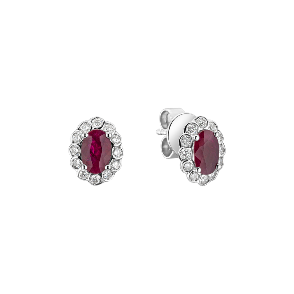 Diamond earrings with Ruby Princess