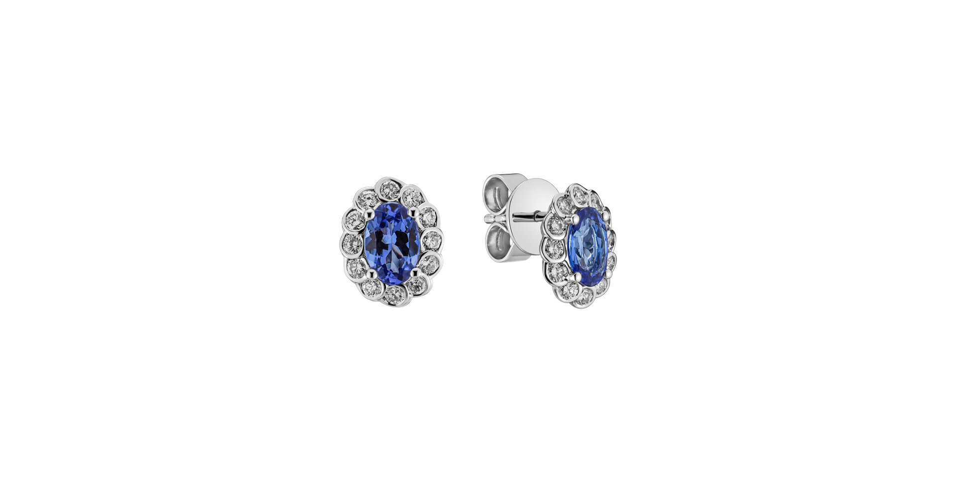 Diamond earrings with Tanzanite Princess