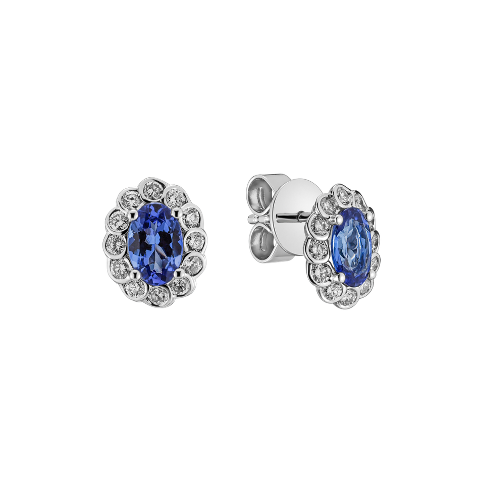 Diamond earrings with Tanzanite Princess