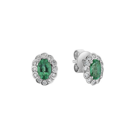 Diamond earrings with Emerald Glamour Princess