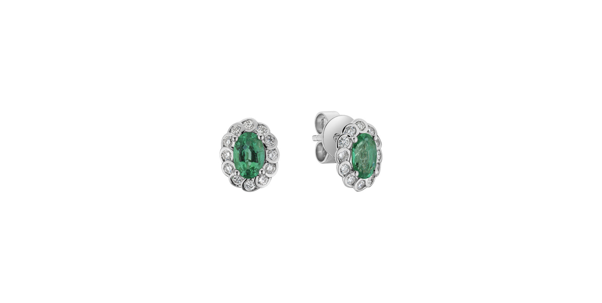Diamond earrings with Emerald Princess