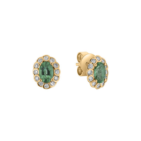 Diamond earrings with Emerald Glamour Princess