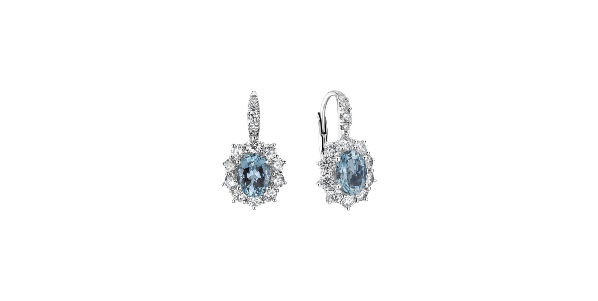 Diamond earrings with Aquamarine Blue Empire