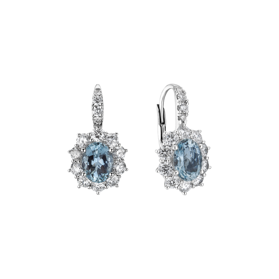 Diamond earrings with Aquamarine Blue Empire