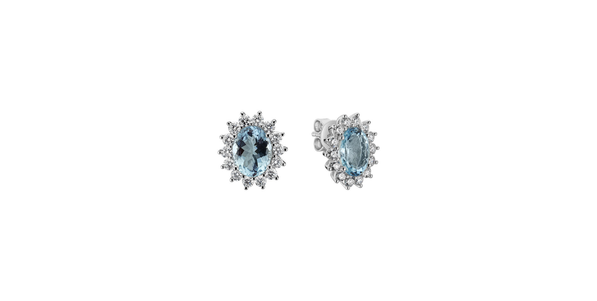 Diamond earrings with Aquamarine Princess Sparkle