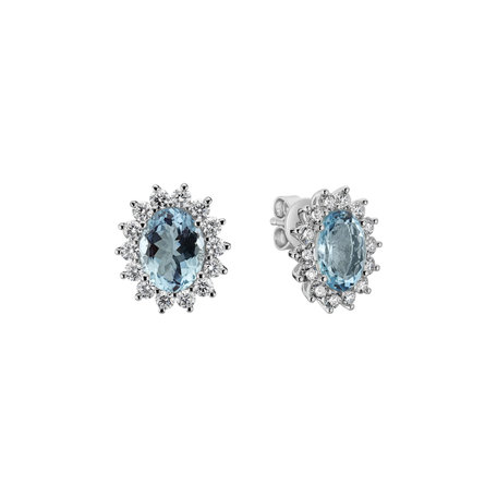 Diamond earrings with Aquamarine Princess Sparkle