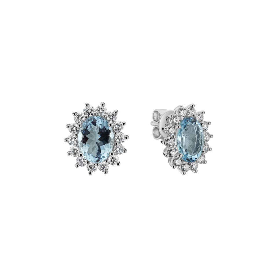 Diamond earrings with Aquamarine Princess Sparkle