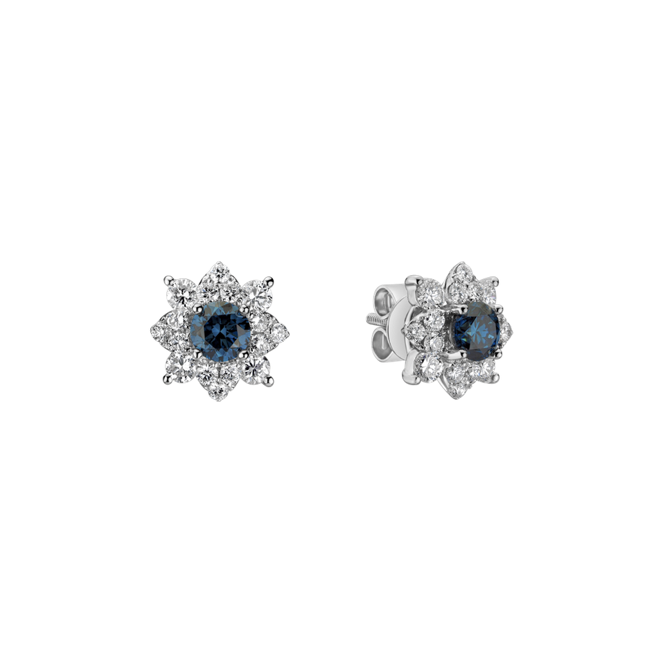 Earrings with blue and white diamonds Mystic Royalty