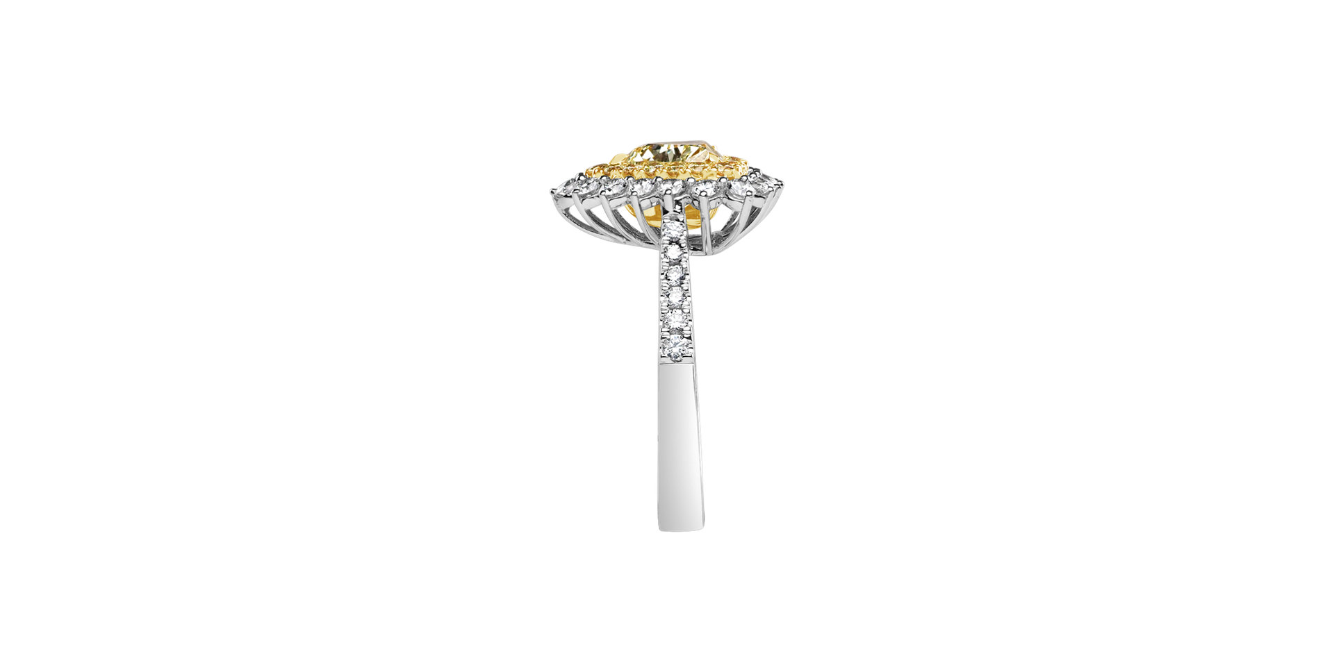 Ring with yellow and white diamonds Sunny Triangle