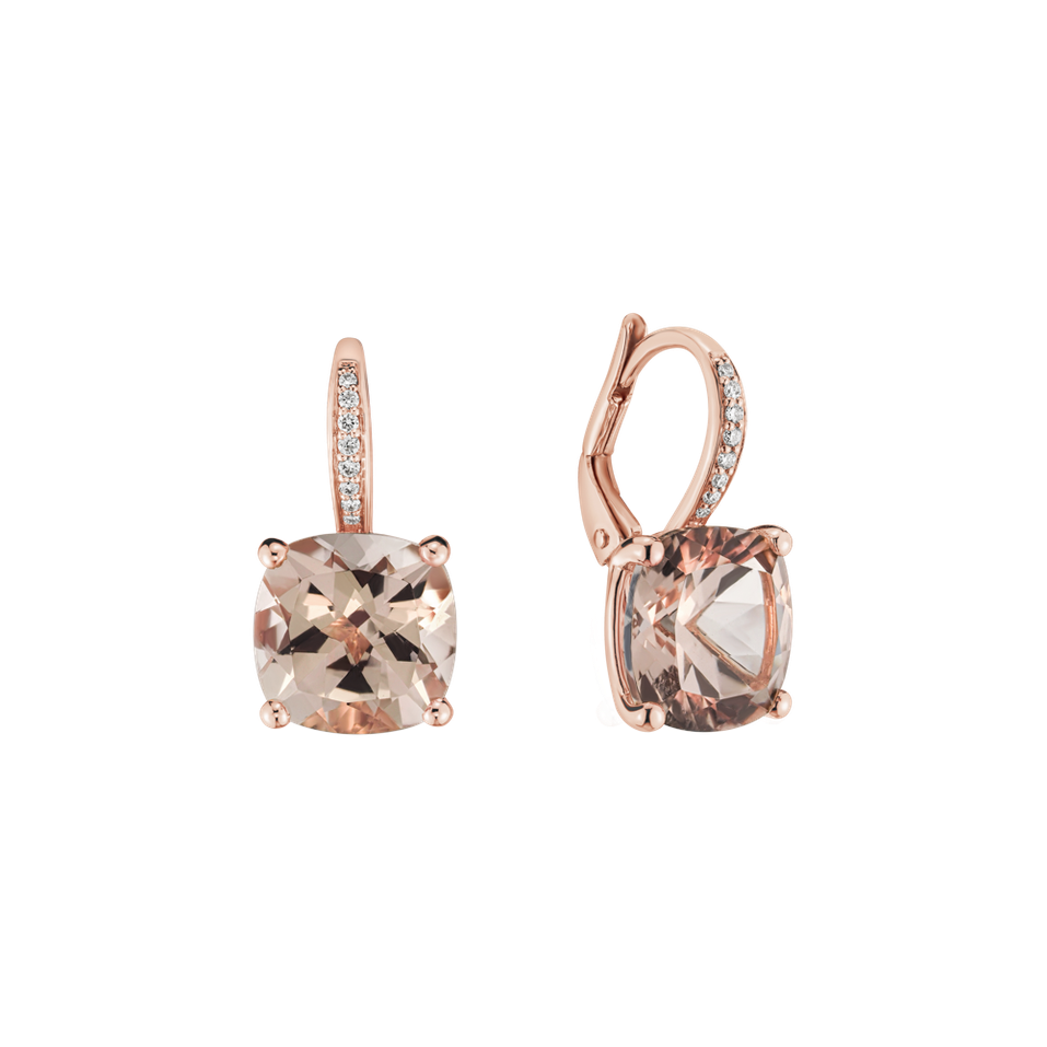 Diamond earrings with Morganite True Faith