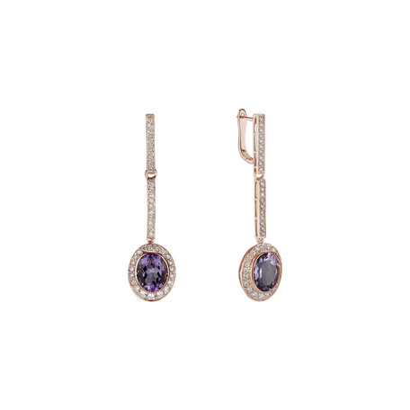 Diamond earrings with Amethyst Celosia