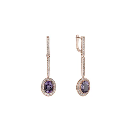 Diamond earrings with Amethyst Celosia