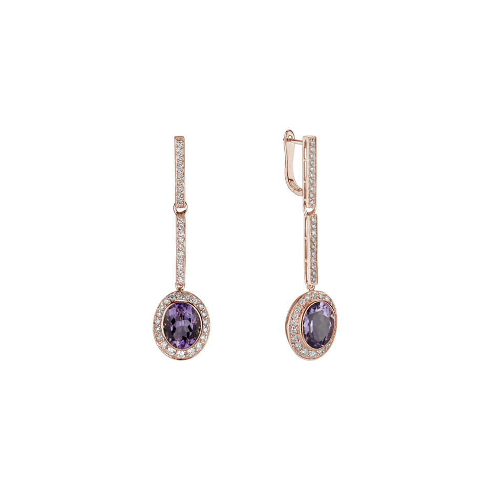 Diamond earrings with Amethyst Celosia