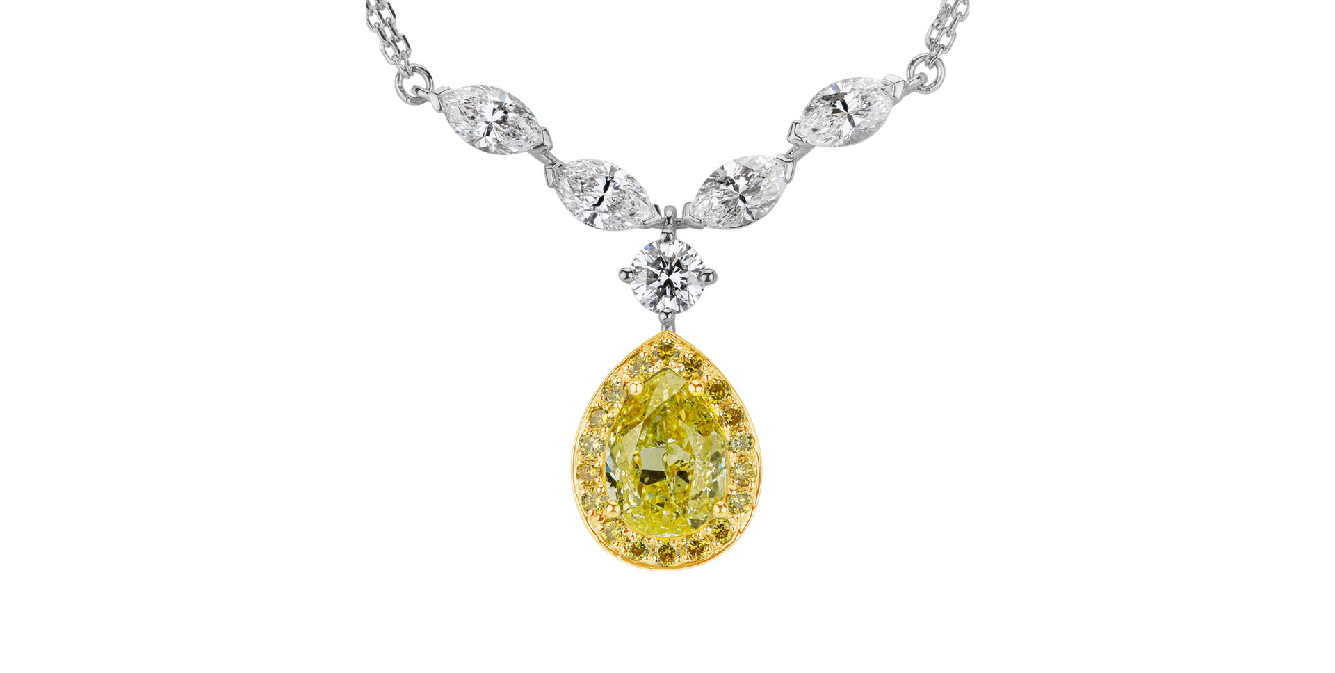 Necklace with yellow and white diamonds My own Sun