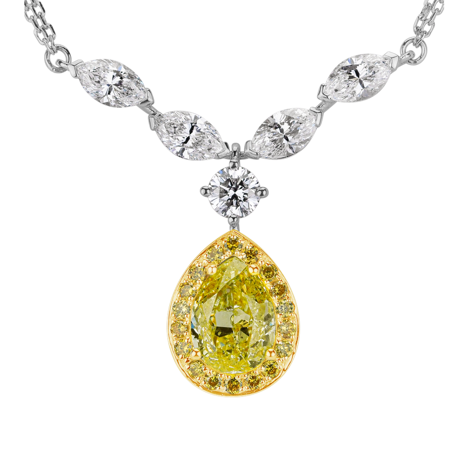 Necklace with yellow and white diamonds My own Sun