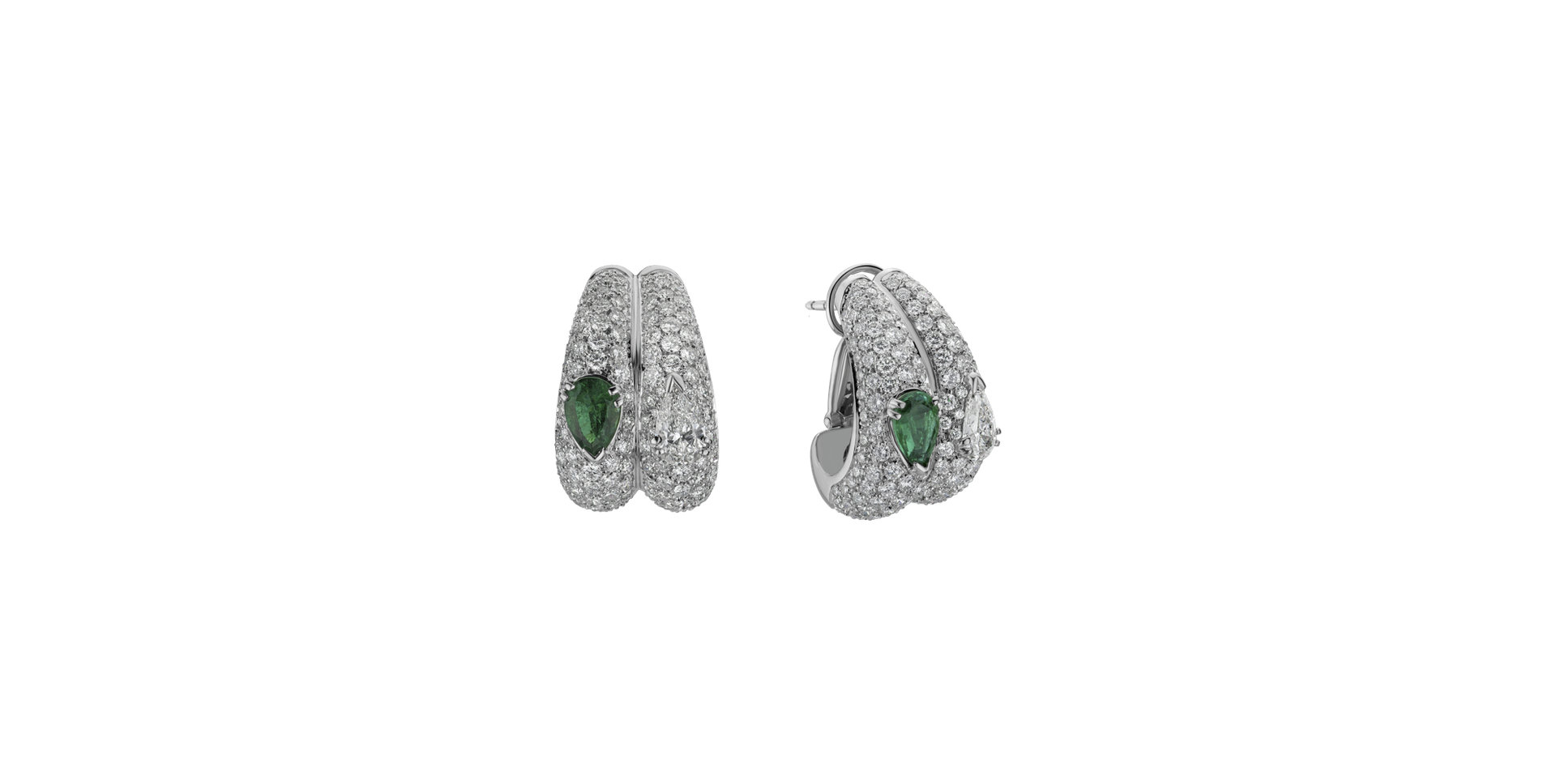 Diamond earrings with Emerald Emerald Embrace
