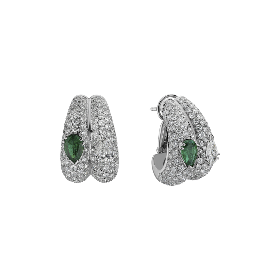 Diamond earrings with Emerald Emerald Embrace