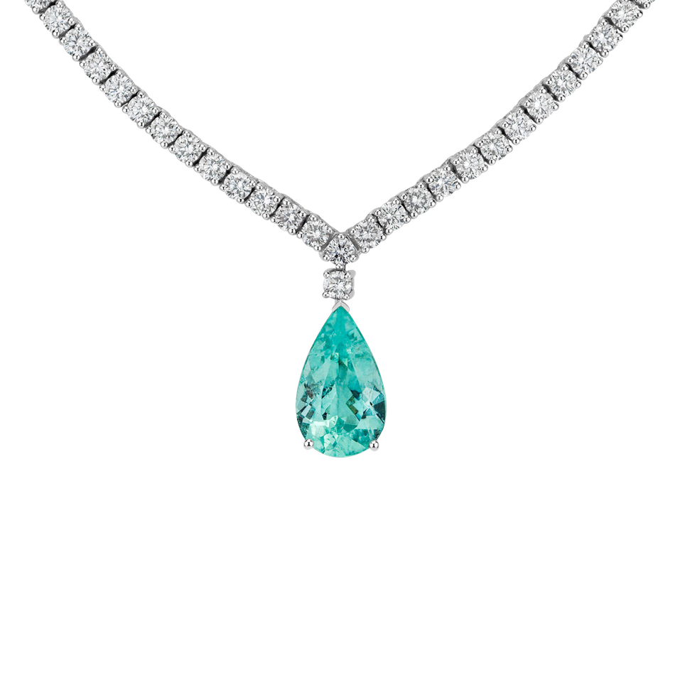 Diamond necklace with Paraiba Baithin