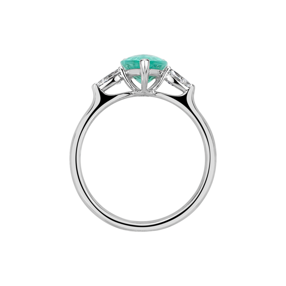 Diamond ring with Paraiba Gentle Light