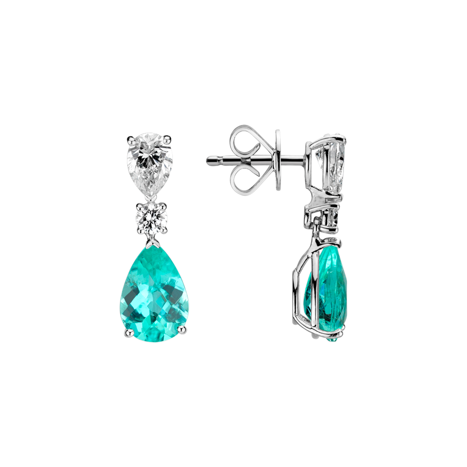 Diamond earrings with Paraiba Harmonic Grace