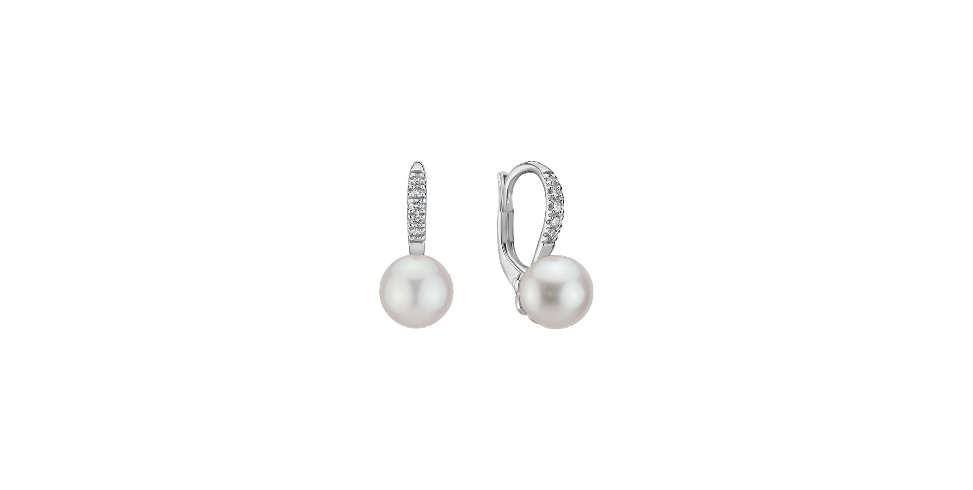 Diamond earrings with Pearl Shimmering Lake