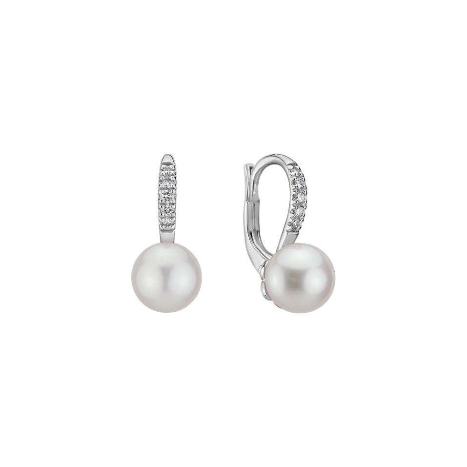 Diamond earrings with Pearl Shimmering Lake