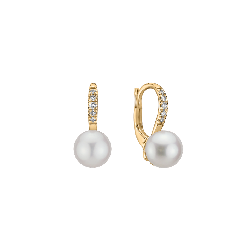 Diamond earrings with Pearl Shimmering Lake