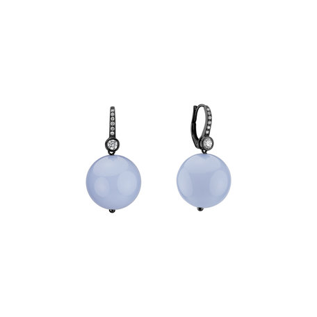 Diamond earrings with Chalcedony Jayla