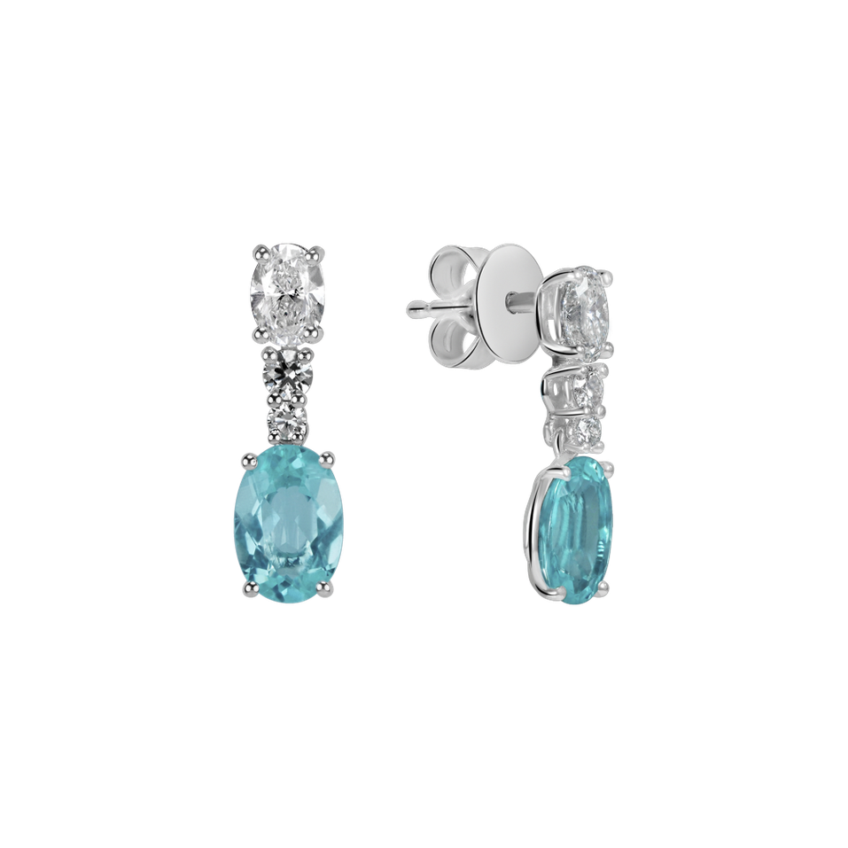 Diamond earrings with Paraiba Aqua Highness