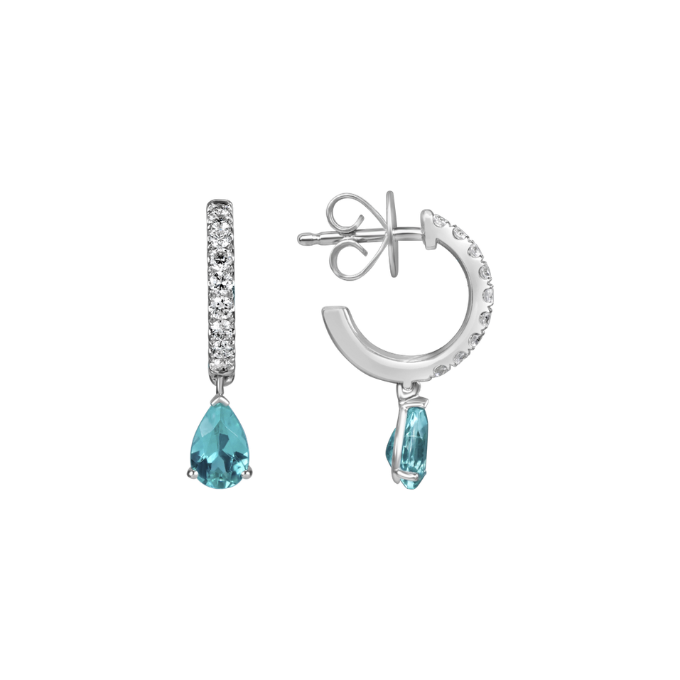 Diamond earrings with Paraiba Aqua Soul