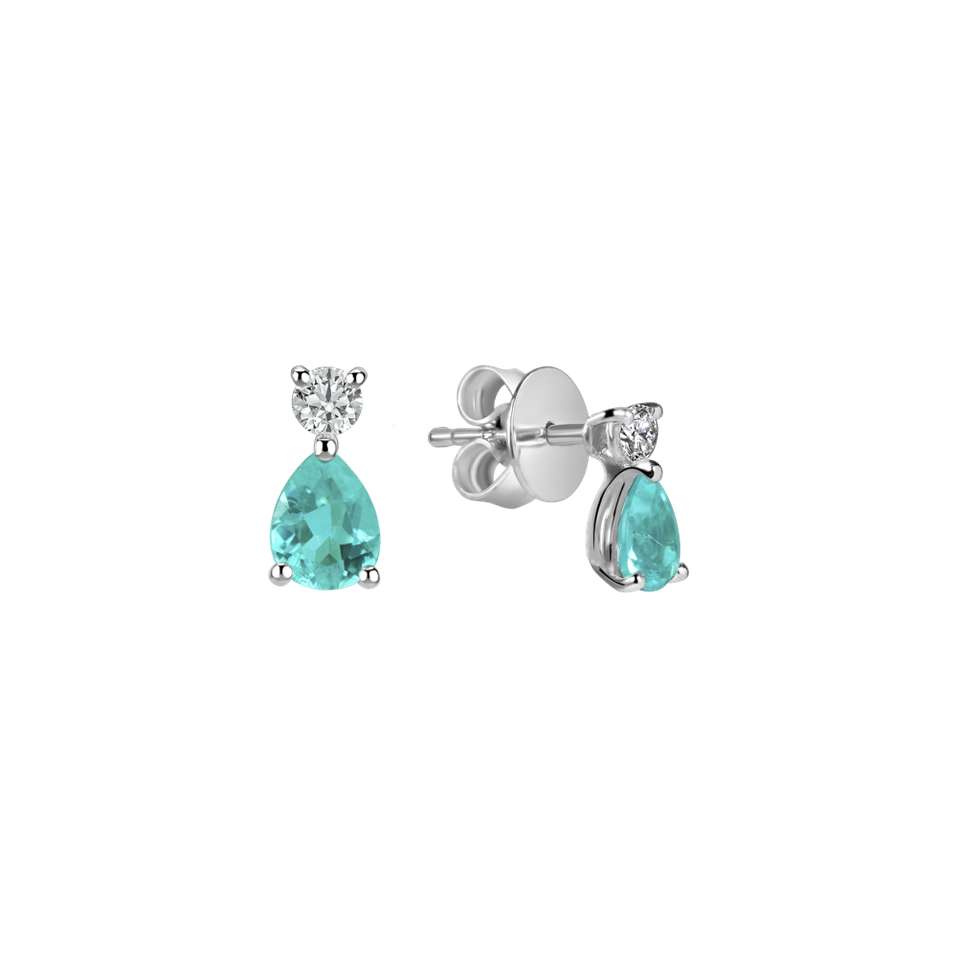 Diamond earrings with Paraiba Sea Lullaby