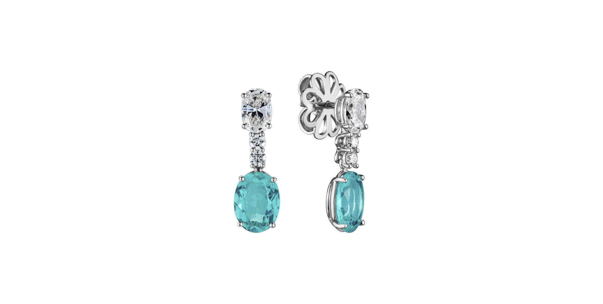 Diamond earrings with Paraiba Aqua Highness