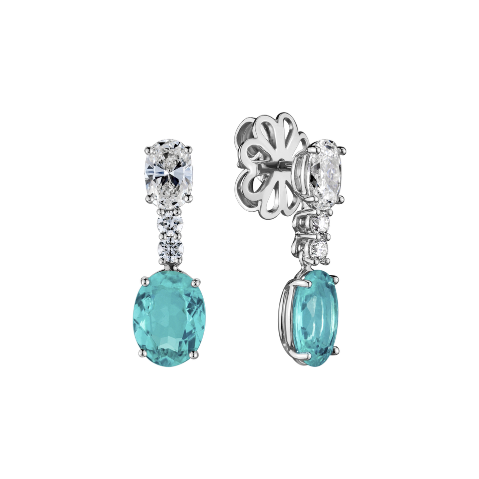 Diamond earrings with Paraiba Aqua Highness