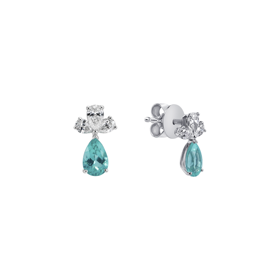 Diamond earrings with Paraiba Royal Soul