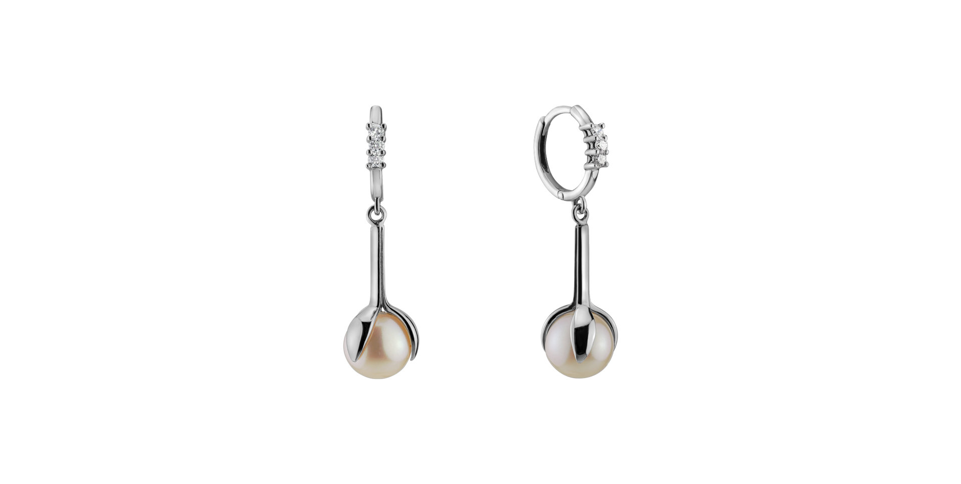 Diamond earrings with Pearl Ocean Flora