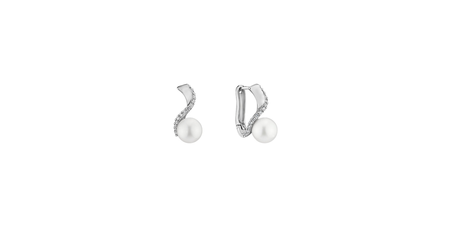 Diamond earrings with Pearl Watery Drops