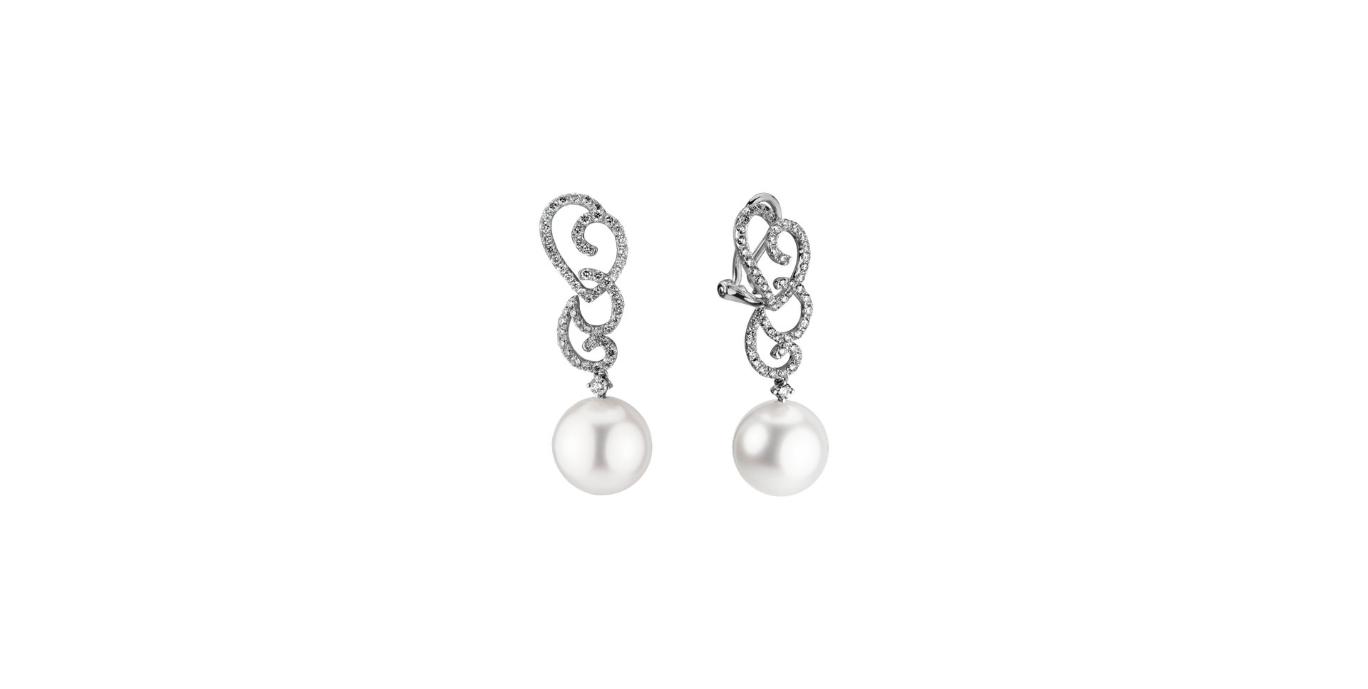 Diamond earrings with Pearl Neptunian Magic