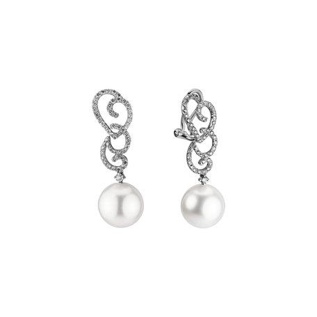 Diamond earrings with Pearl Neptunian Magic