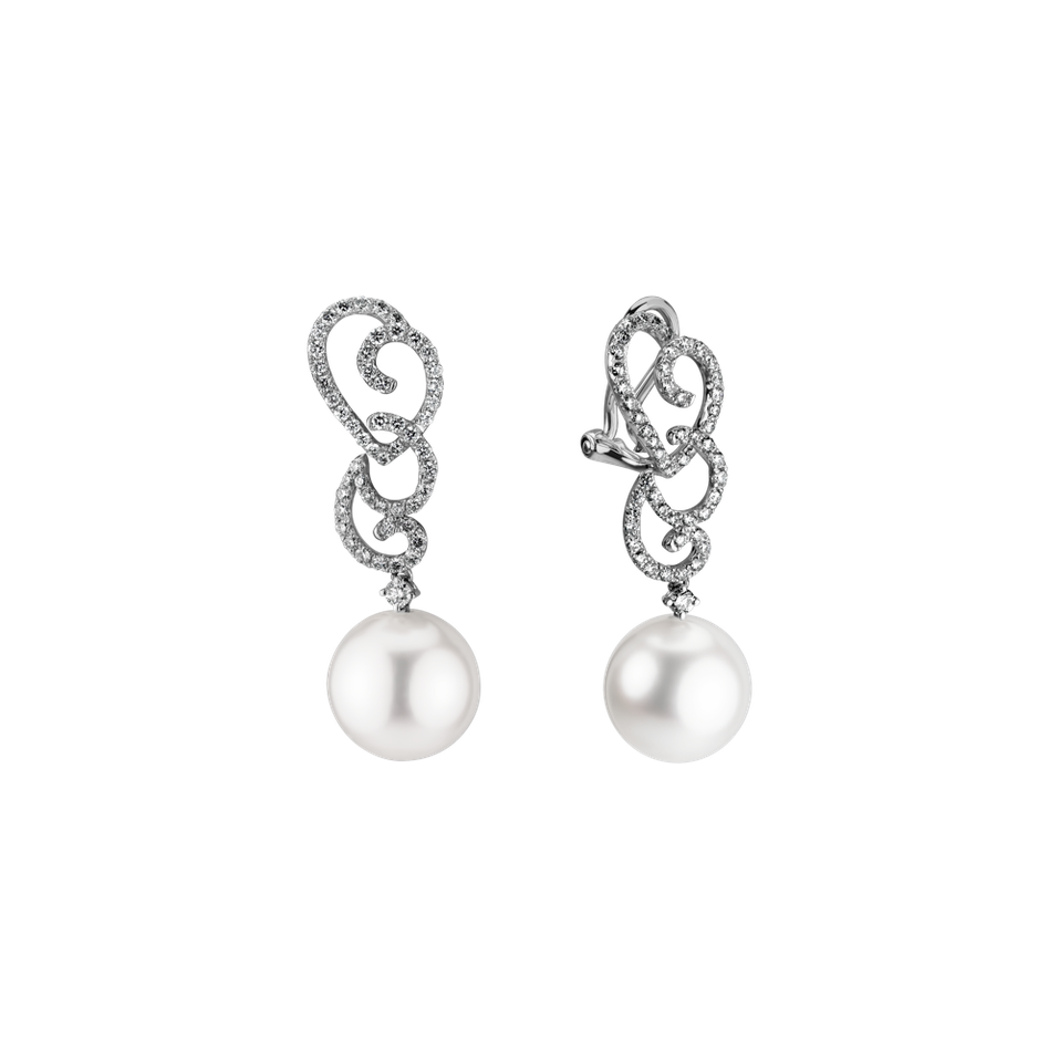 Diamond earrings with Pearl Neptunian Magic