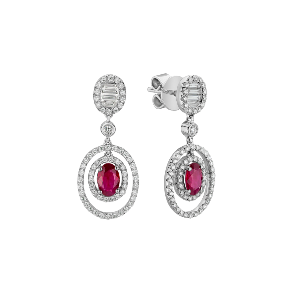 Diamond earrings with Ruby Tiger Eye