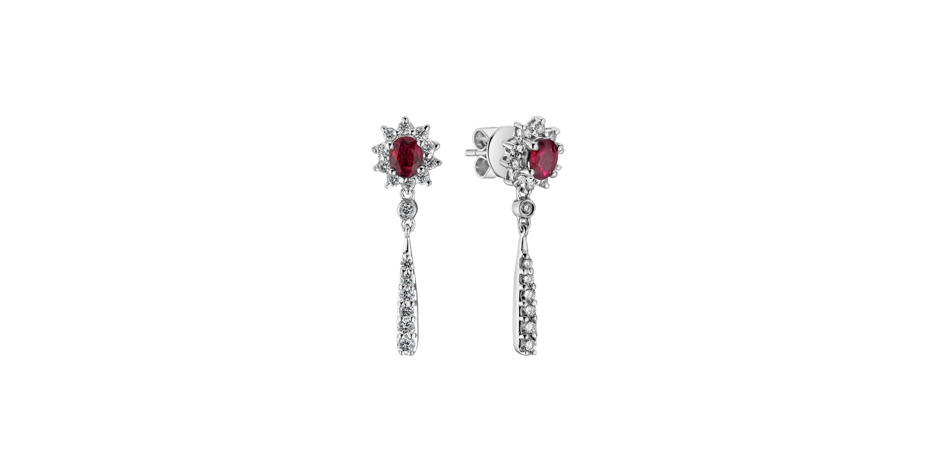 Diamond earrings with Ruby Comet