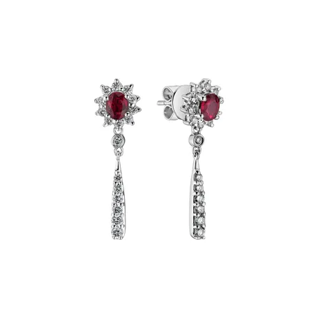 Diamond earrings with Ruby Comet
