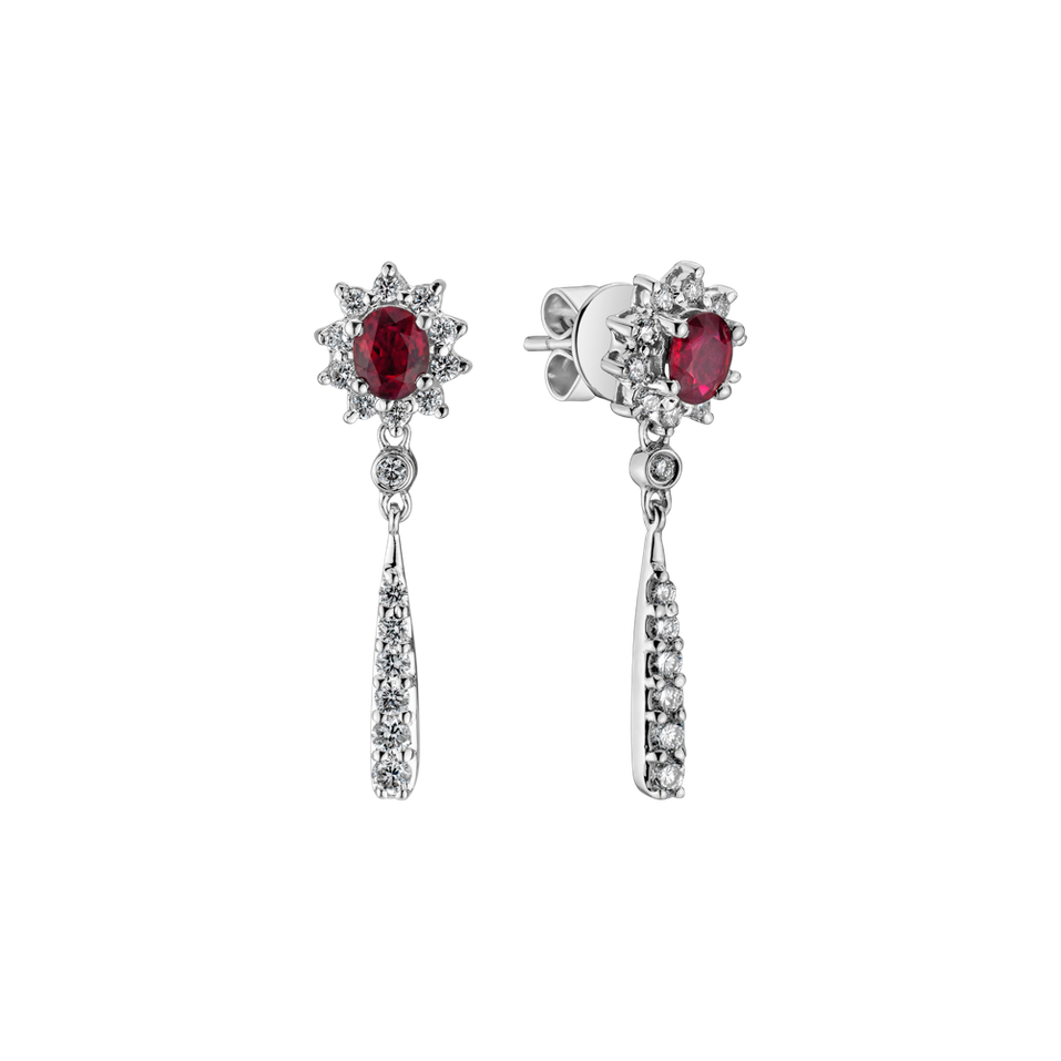 Diamond earrings with Ruby Comet