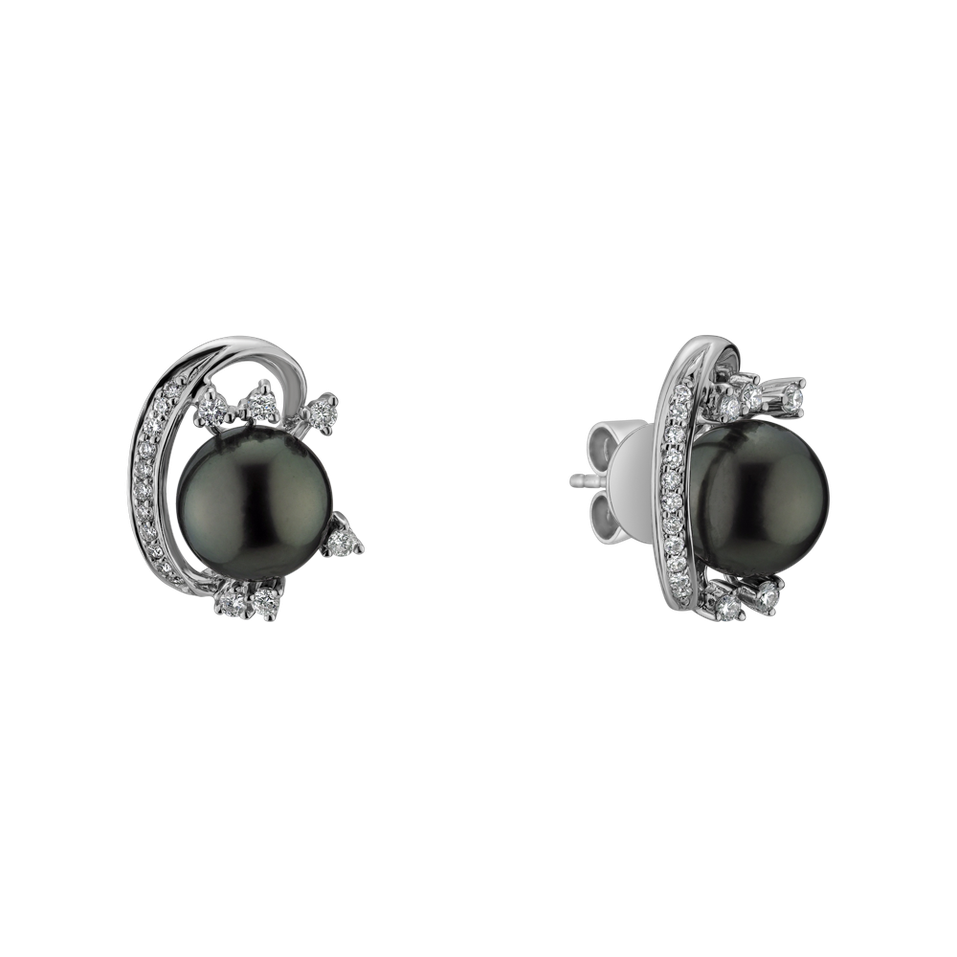 Diamond earrings with Pearl Ocean Abyss